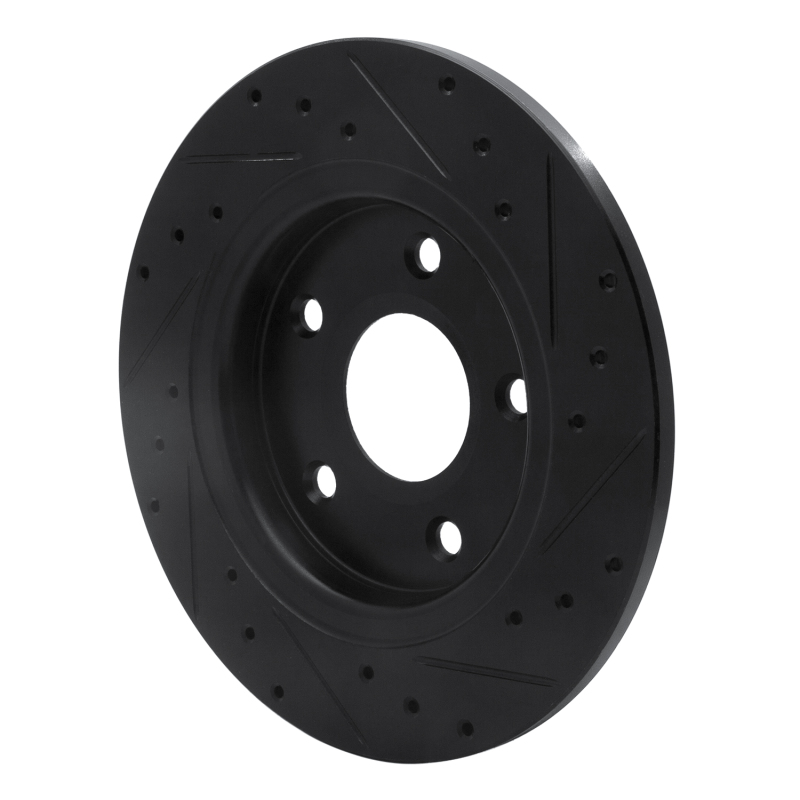 Chrysler Town & Country Brake Rotor (1) - Rear Left - R1 Concepts - Drilled & Slotted - Black - `08-`16
